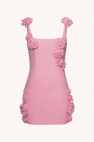 Minivestido sexy con tirantes y flores tridimensionales