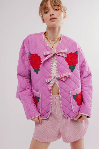 Floral Quilted Embroidered Coat