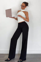 Cut Out Shoulder High Neck Stretch Tank Top