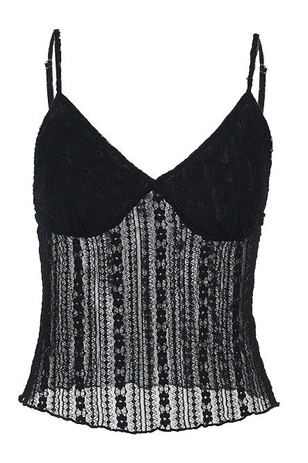 Casual Solid Lace Splice Slim Cami Top