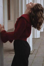 Ruffled Collar Flare Sleeve Knit Sweater