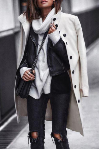Casual Street Solid Split Joint Buckle Outerwear