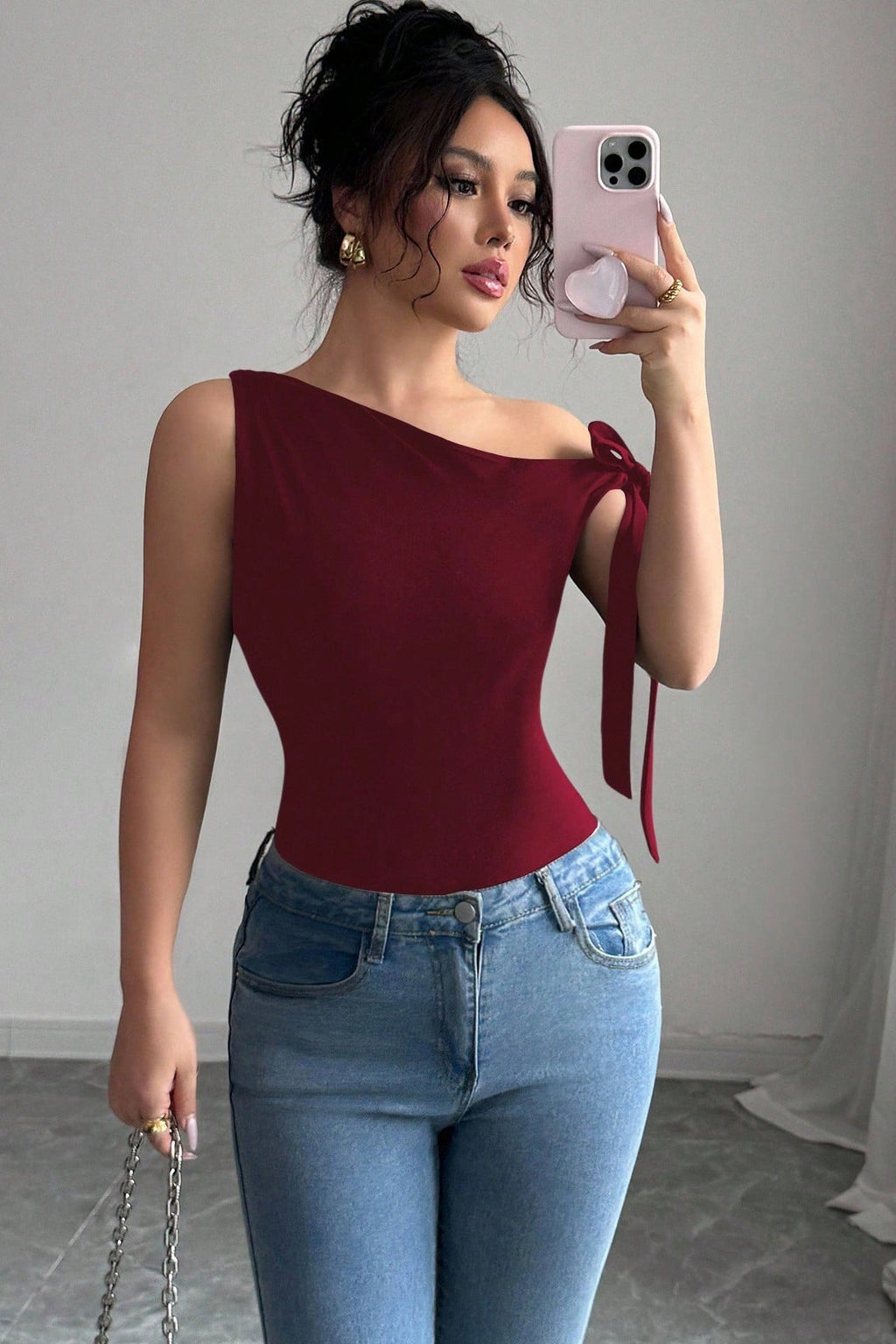 Knot Tie One Shoulder T-shirt