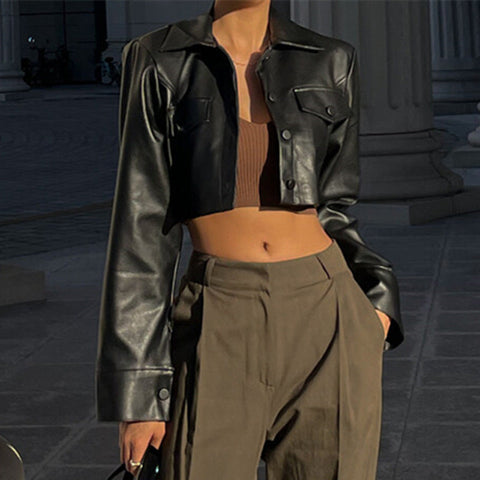 Herbst Winter Frauen Kleidung Sexy Gestellte Sexy Motorrad Kleidung Frauen Leder Top Mantel 