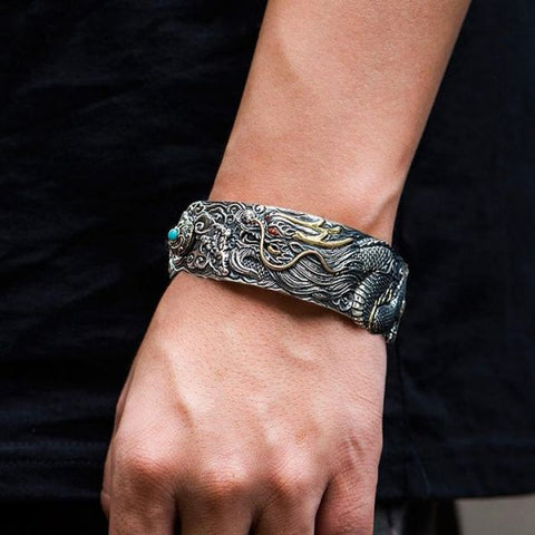 Sterling Silver Flying Dragon Bracelet