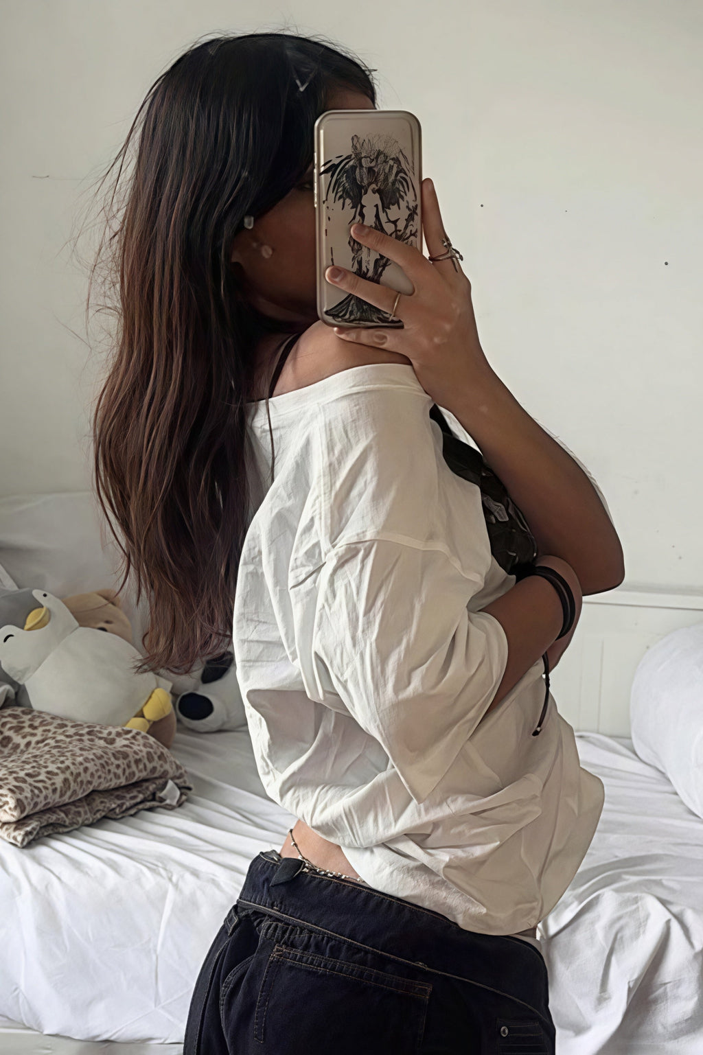 Hip Hop Lip Print Asymmetric Neck Sexy T-shirt