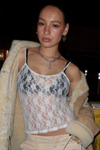Sexy Solid Lace Sheer Slim Stylish Cami Top