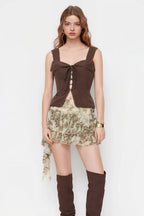 Slim Tie Lace Elegant Tank Top