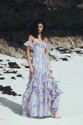 Sheer Ruffle Off Shoulder Beach Maxi Dress