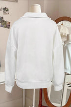 Solid Half Zip Loose V-Neck Sweatshirts