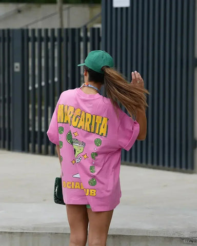 Camiseta gótica Harajuku con cereza verde fluorescente 