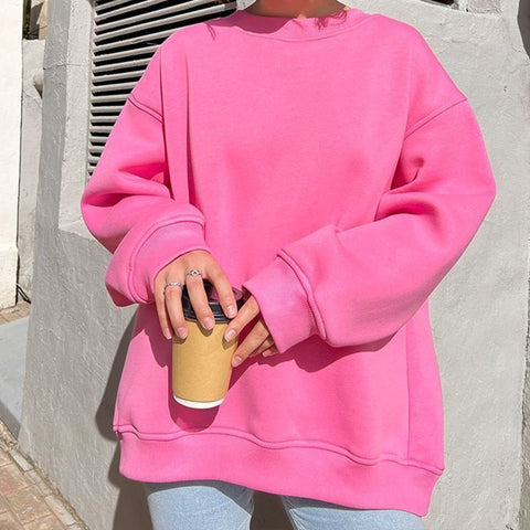 Autumn Winter Oversize Solid Color Loose Sweater for Stylish Office Wear