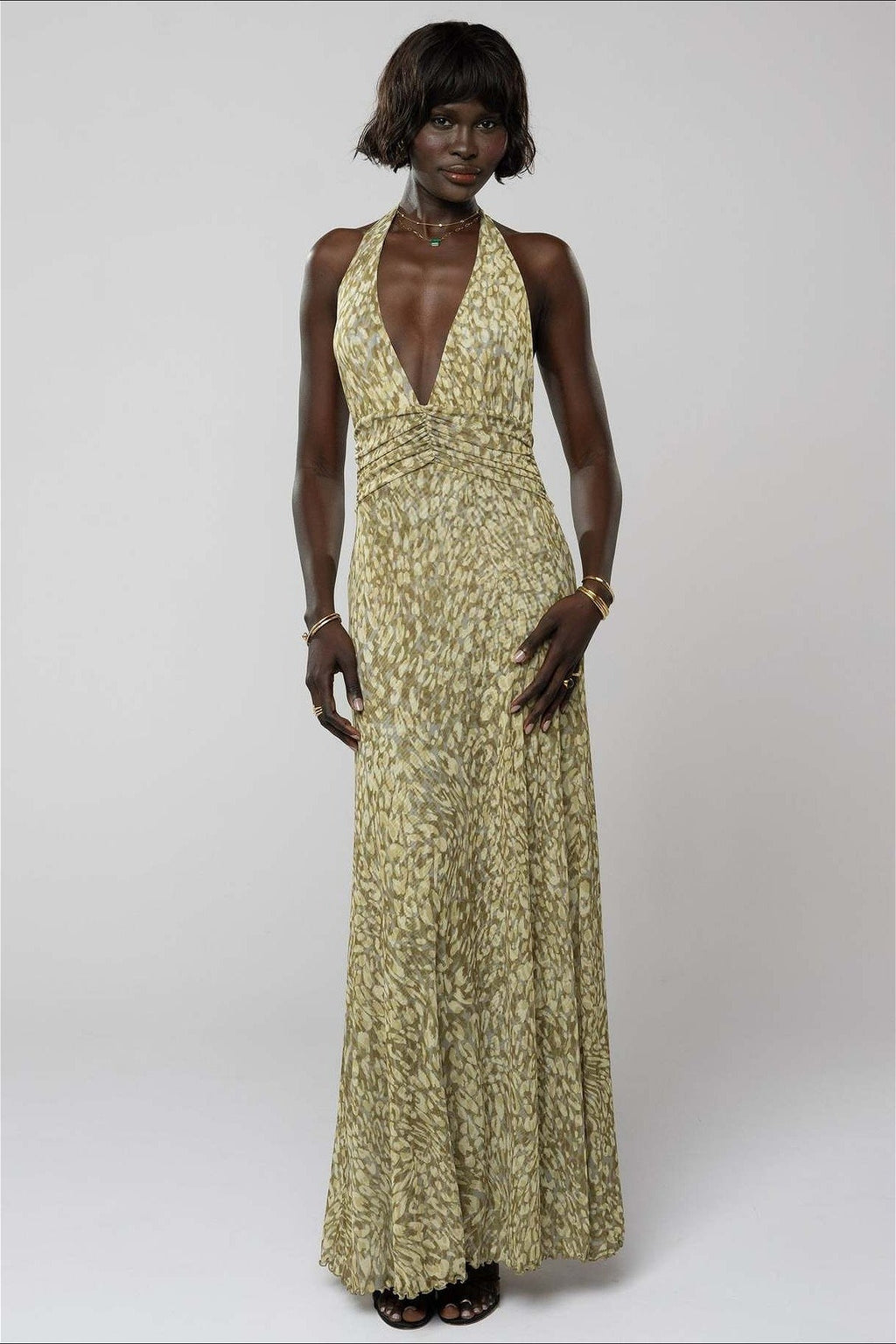 Halter Backless Printed Slim Maxi Dress