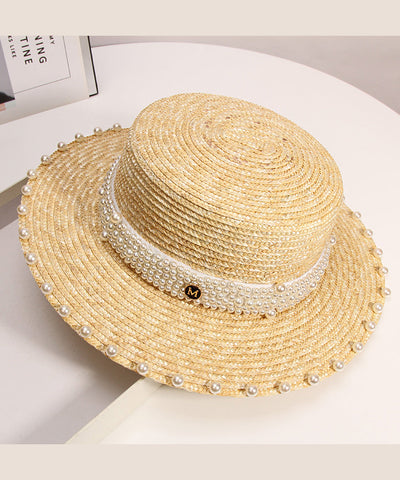 Sombrero de vacaciones tejido de paja perlada hecho a mano en Francia 