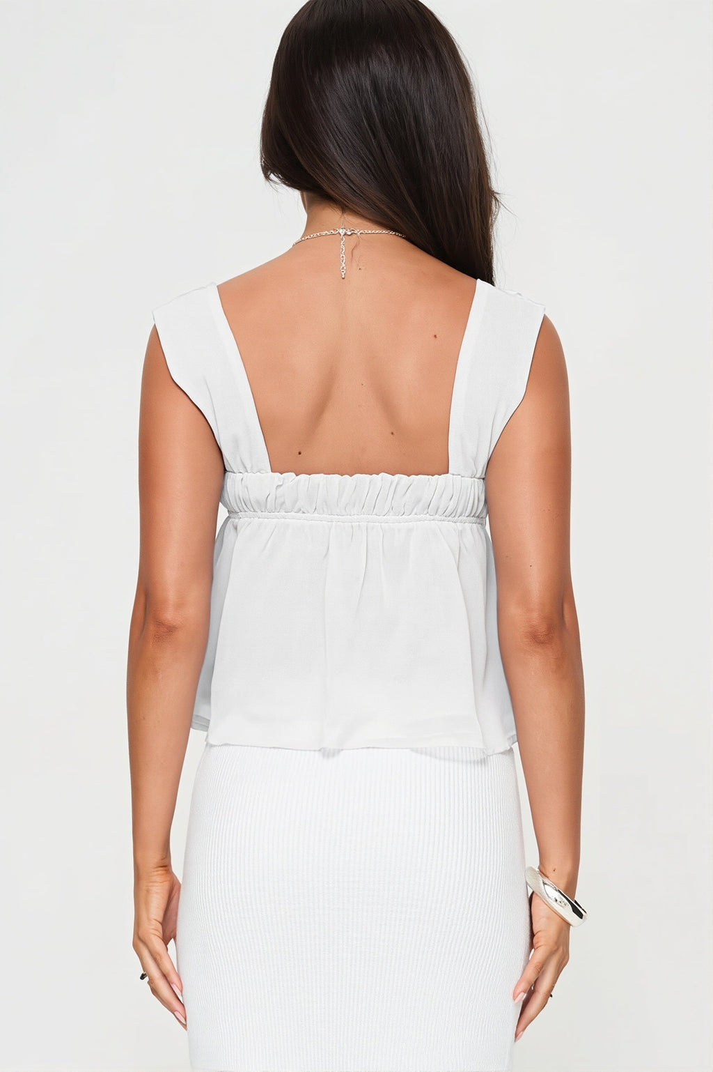 Square Neck Lace-Up Cami Tank Top