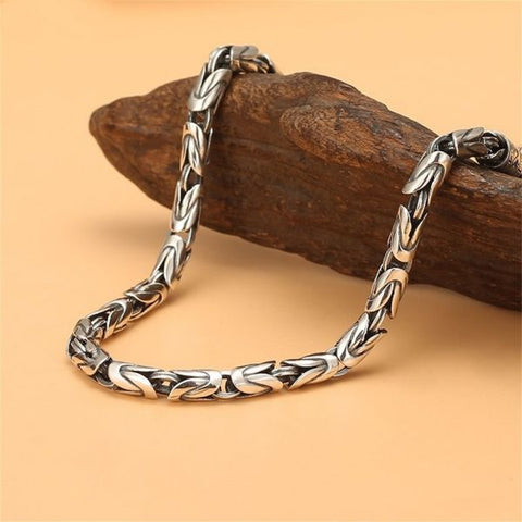 Sterling Silver Buddhist Mantra Vajra Byzantine Chain Bracelet