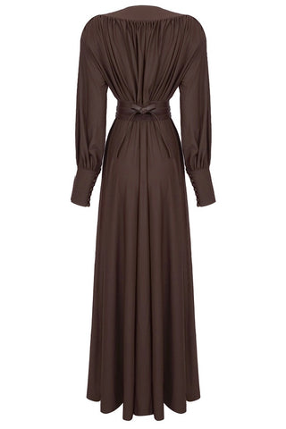 Renata Plunge Long Sleeve Maxi Dress