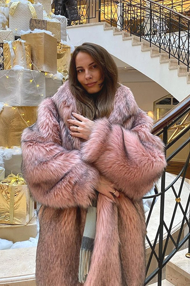 Faux Fur Plush Warm Open Front Coat
