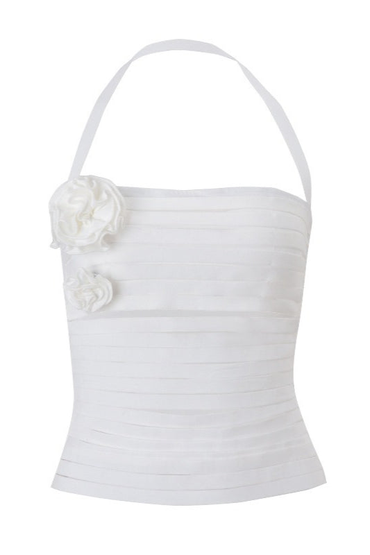 Tie Floral Slim Sexy Solid Halter Top