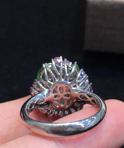 Lässige lila Edelstahl Kristall Zirkon Jade Ringe 