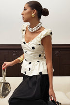 Elegant Ruffled Polka Dot Blouse
