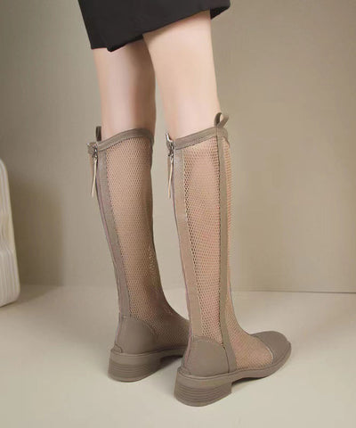 Stilvolle, atmungsaktive schwarze Stiefel mit Reißverschluss und Netzstoff