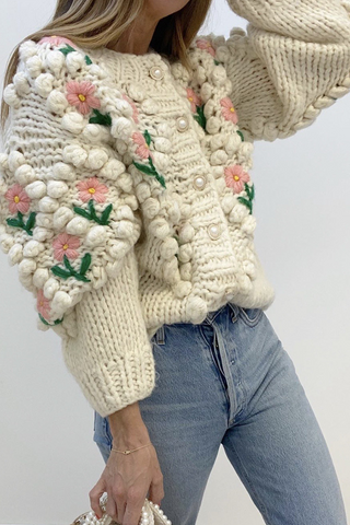 Lässiger Patchwork-Pullover mit ausgehöhltem Cardigan-Kragen 
