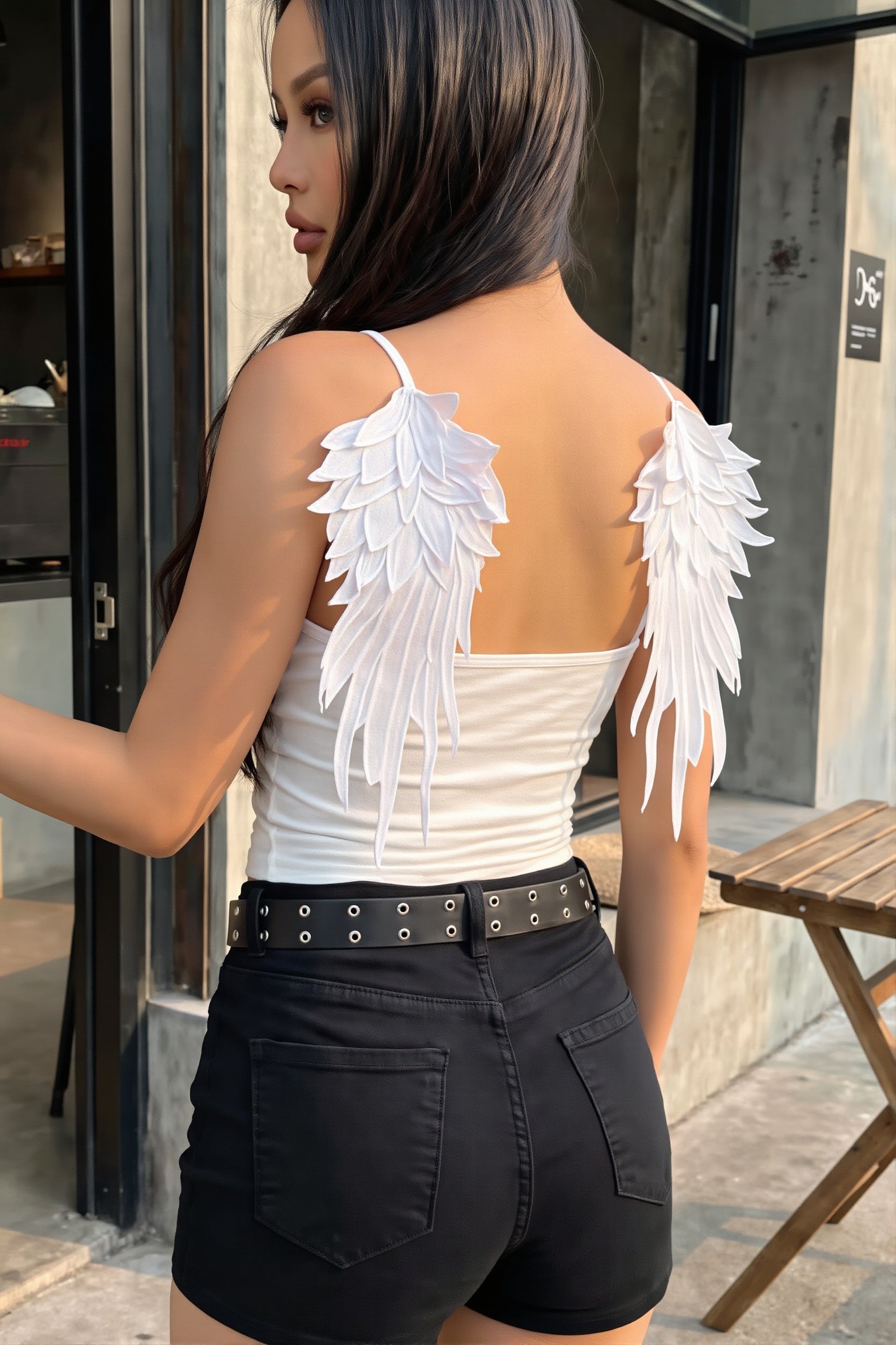 Y2K Lace-Up Wing Tank Top