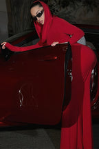 Solid Slim Hooded Mermaid Maxi Dress