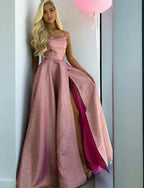 Sexy Dusty Rose Spaghetti Strap Lace Up Back Ball Gown Prom Dresses