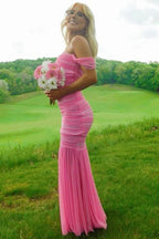 Sexy Off-Shoulder Sweetheart Mermaid Pleats Long Prom Dress