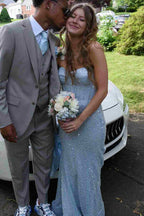 Elegant  Strapless Glitter Sweetheart Sleeveless Mermaid Prom Party Dress