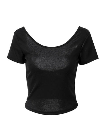 2024 sommer Backless T-shirt Frauen Einfarbig Kurzarm Slim Fit Crop Tops Casual Sexy Shirts Weibliche T Tops 