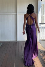 Vestido de fiesta largo tipo vaina de cuello halter con lazo en la espalda abierta y a la moda