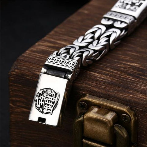 Pulsera de cadena bizantina Pixiu de plata de ley 