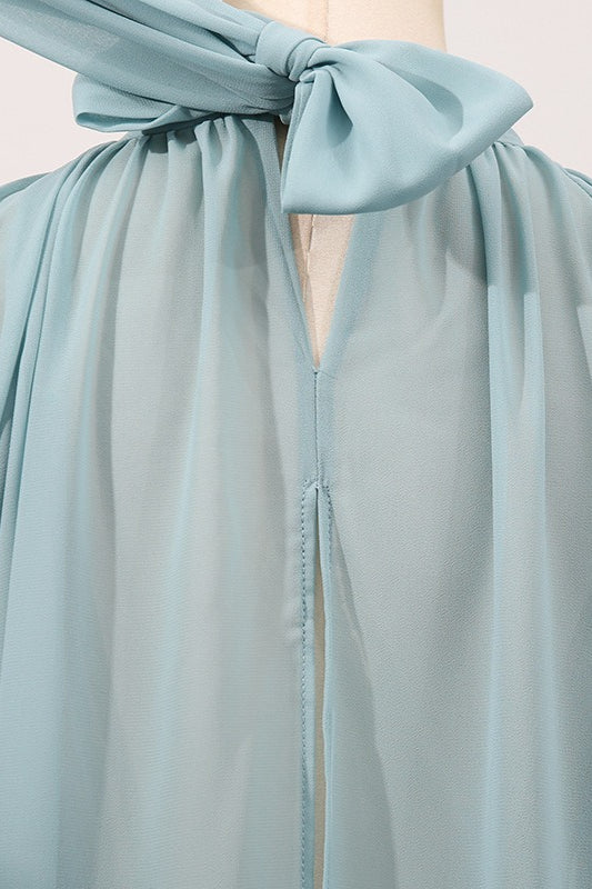 Sweet Irregular Stand Collar Loose Solid Halter Blouse