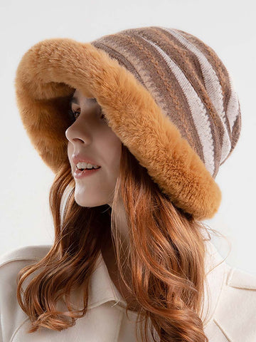Damen Winter Strickmütze aus Wolle-Khaki-Schwarz 