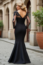 Mermaid V-Neck Long Prom Dress with Lace Appliques