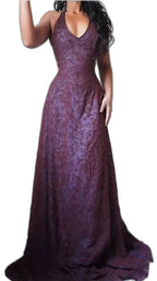 Lace Halter Prom Dresses Long Evening Party Dress