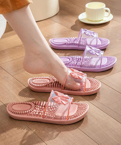 Pantuflas rosas cómodas para mujer con punta abierta 