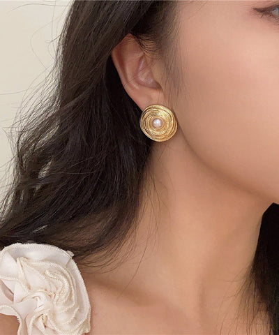Pendientes vintage de perlas de resina y metal de seda 