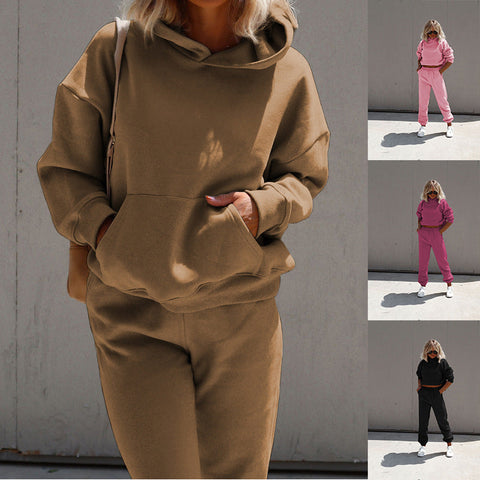 Herbst-Winter-Set mit Kapuzenpullover und Hose mit Knöchelbindung für Damen 