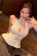 Retro Fitted Sleeveless Halter Top