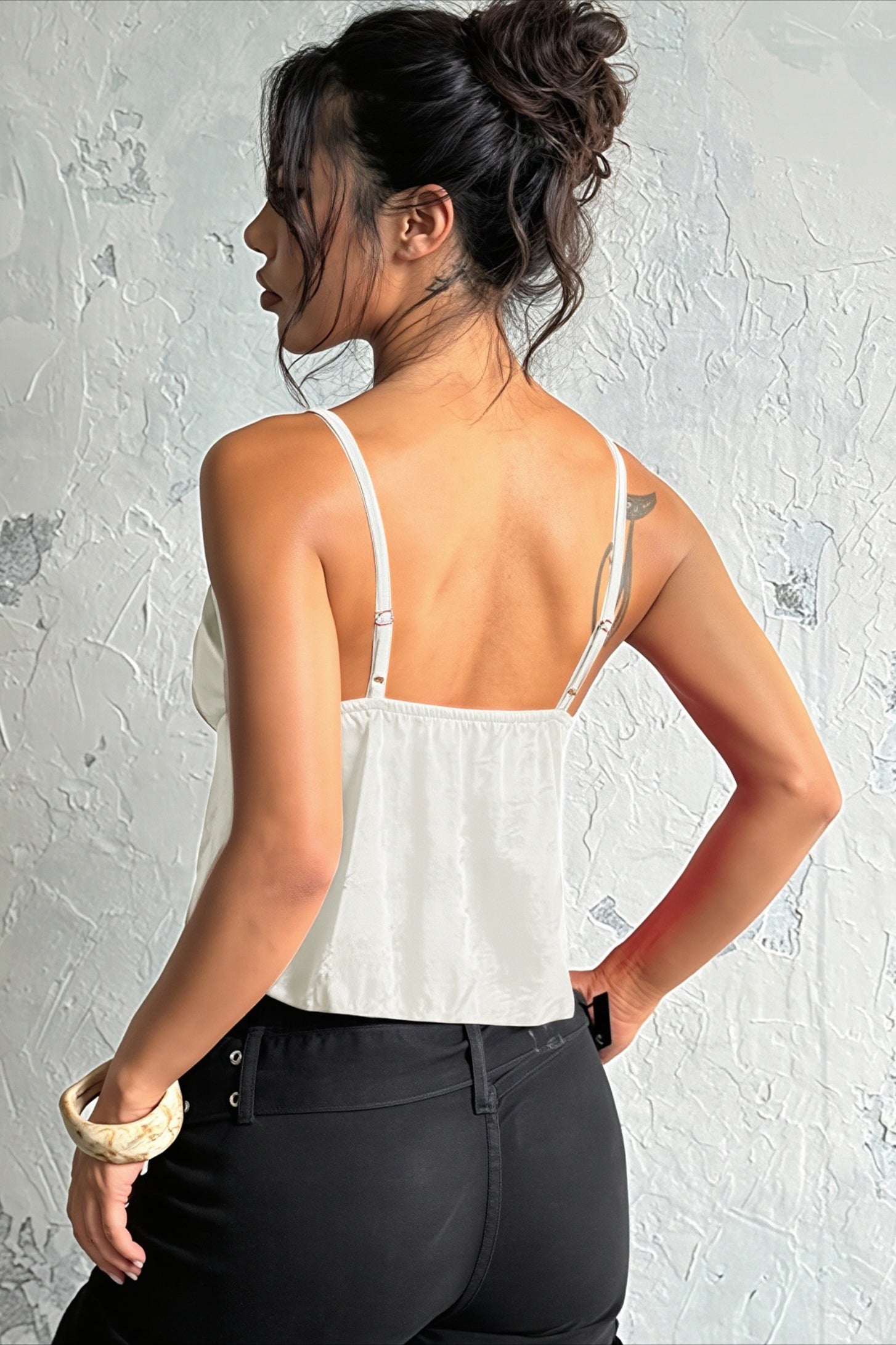 Solid Satin Jacquard Cami Top