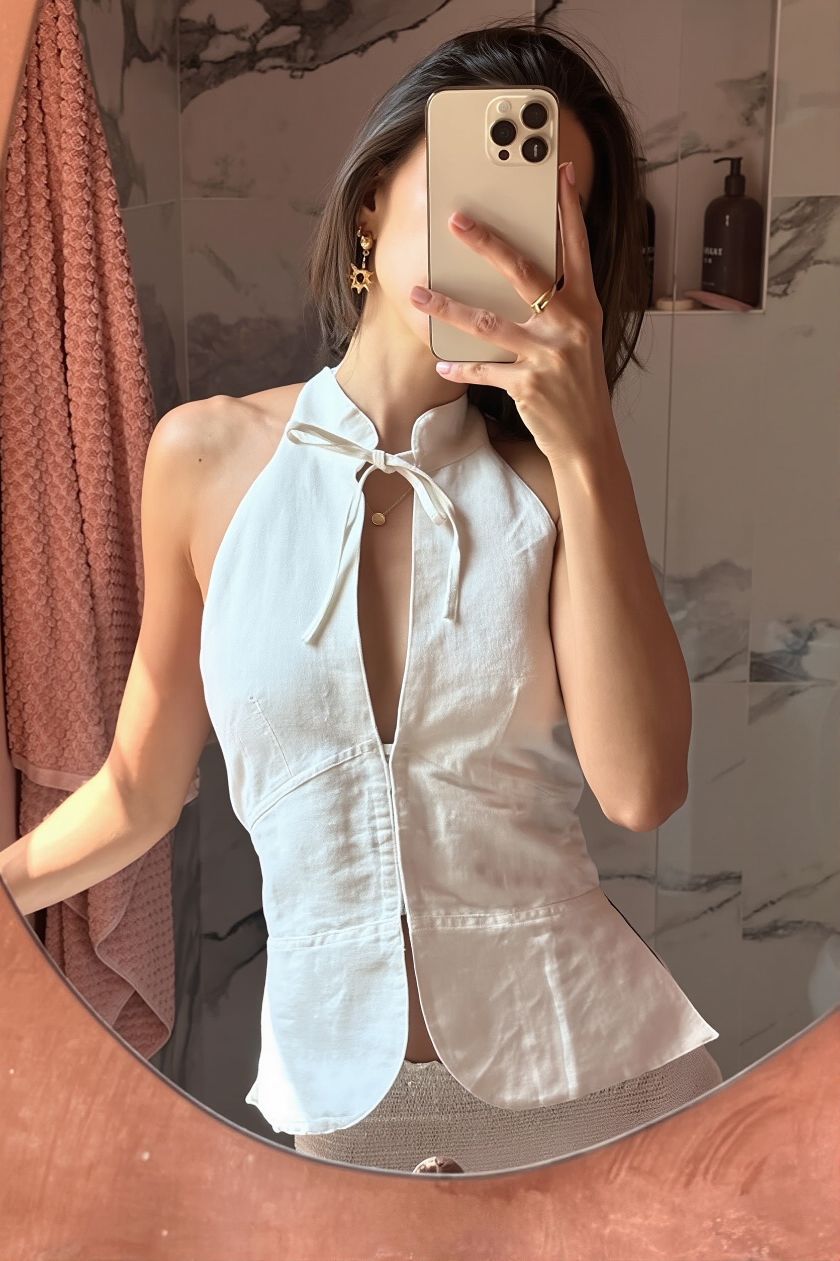 Halter Tie Slim Cotton Summer Blouse