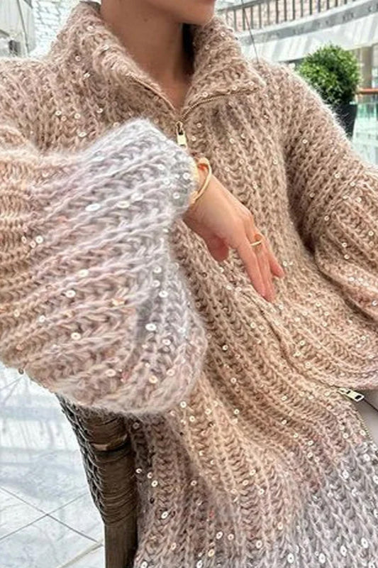 Elegant Sequin Knit Cardigan