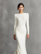 Elegant  Elegant Satin Ruched Mermaid Maxi Dress Prom Dress