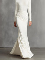 Elegant  Elegant Satin Ruched Mermaid Maxi Dress Prom Dress