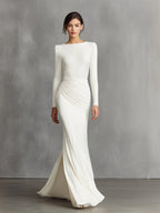 Elegant  Elegant Satin Ruched Mermaid Maxi Dress Prom Dress