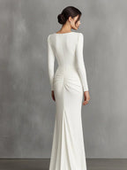 Elegant  Elegant Satin Ruched Mermaid Maxi Dress Prom Dress